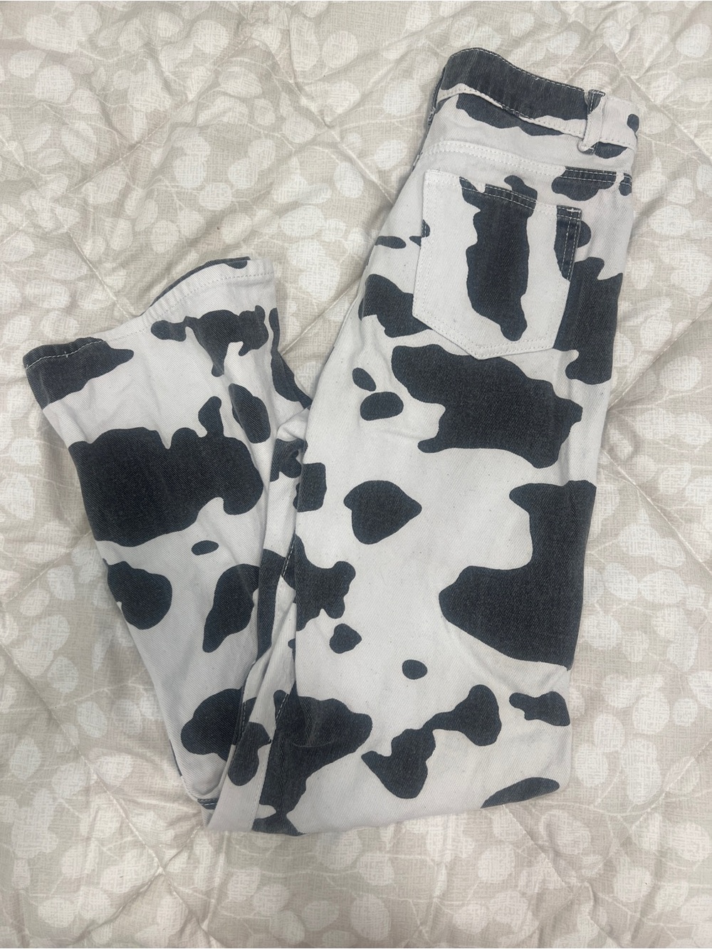 SHEIN Black & White Cow Print Jeans